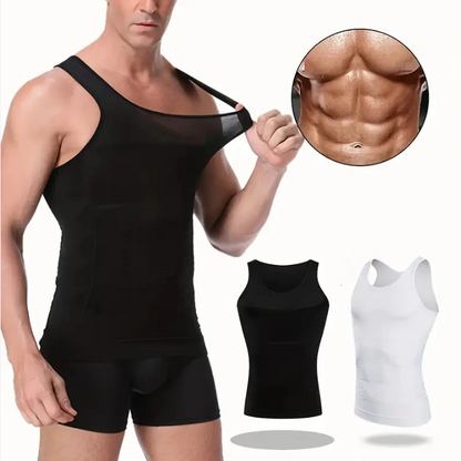 Men's Slimming Body Shaper Vest Shirt Abs Abdomen Slim【White Color】