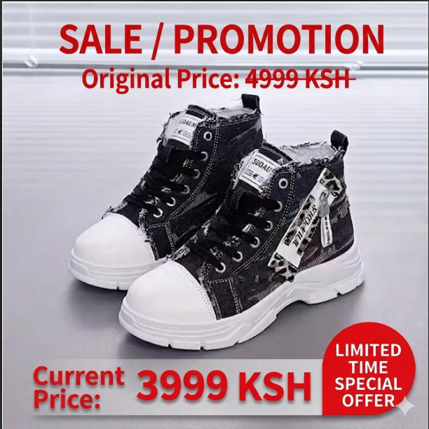 Women’s High-Top Patchwork Denim Shoes