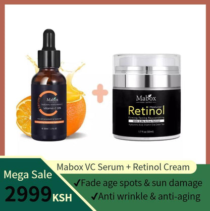Mabox Vitamin C Serum;  Mabox 2.5% Retinol Moisturizer Face Cream