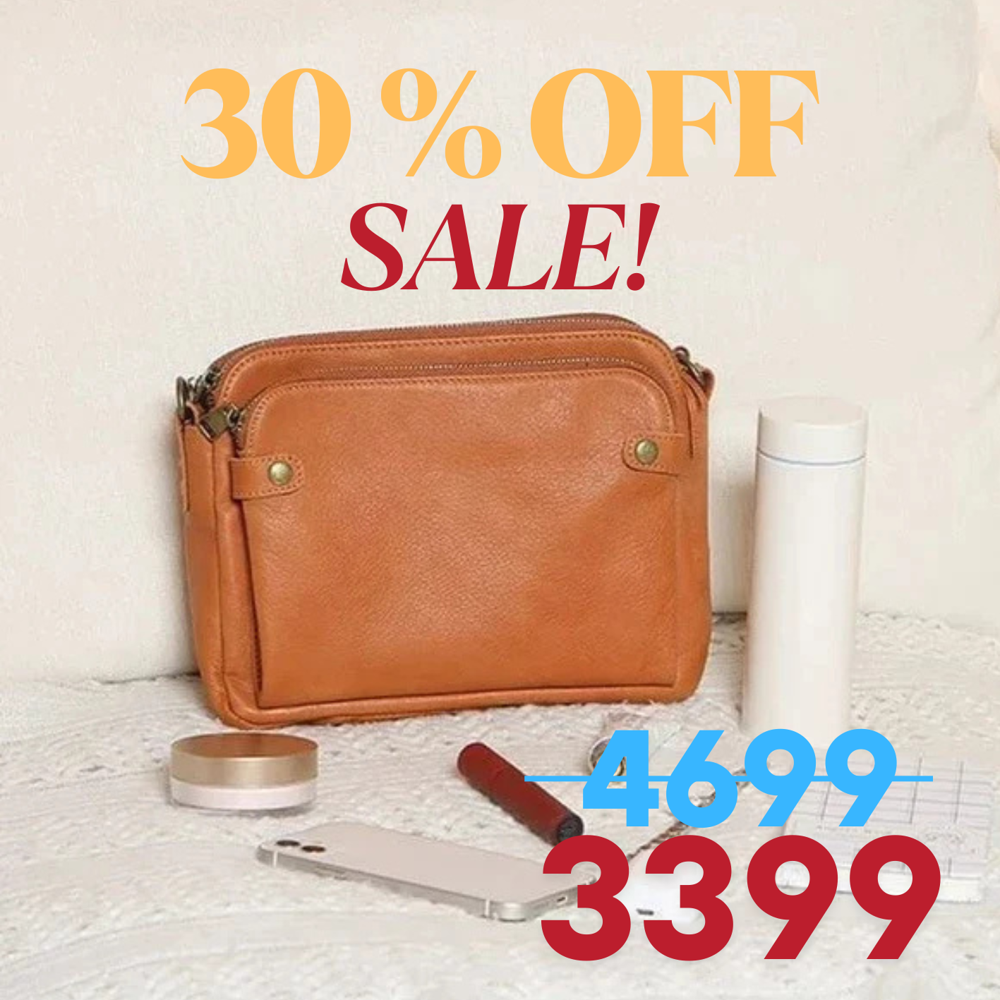 Three-Layer Leather Crossbody Shoulder & Clutch Bag
