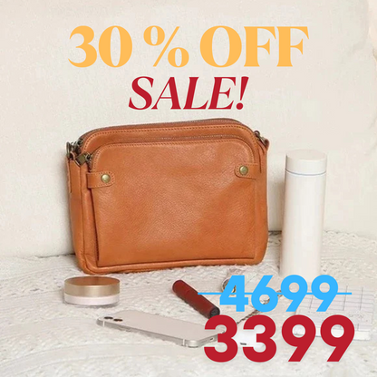 Three-Layer Leather Crossbody Shoulder & Clutch Bag