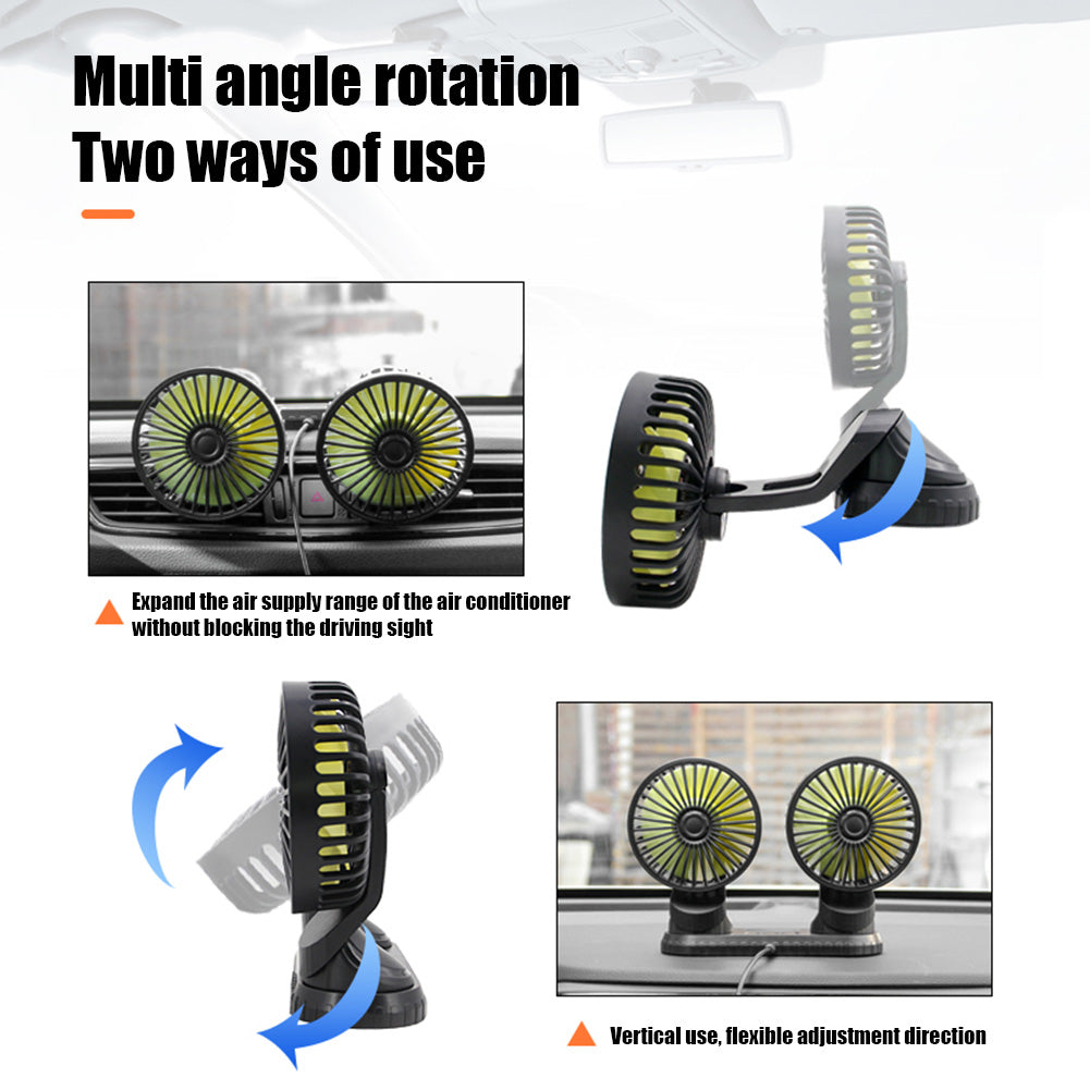 Car USB Dual-Head Fan