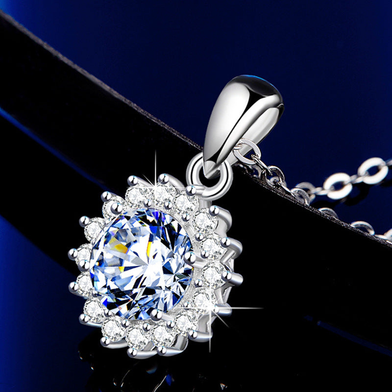 5 Carats Moissanite Round Pendant Necklace