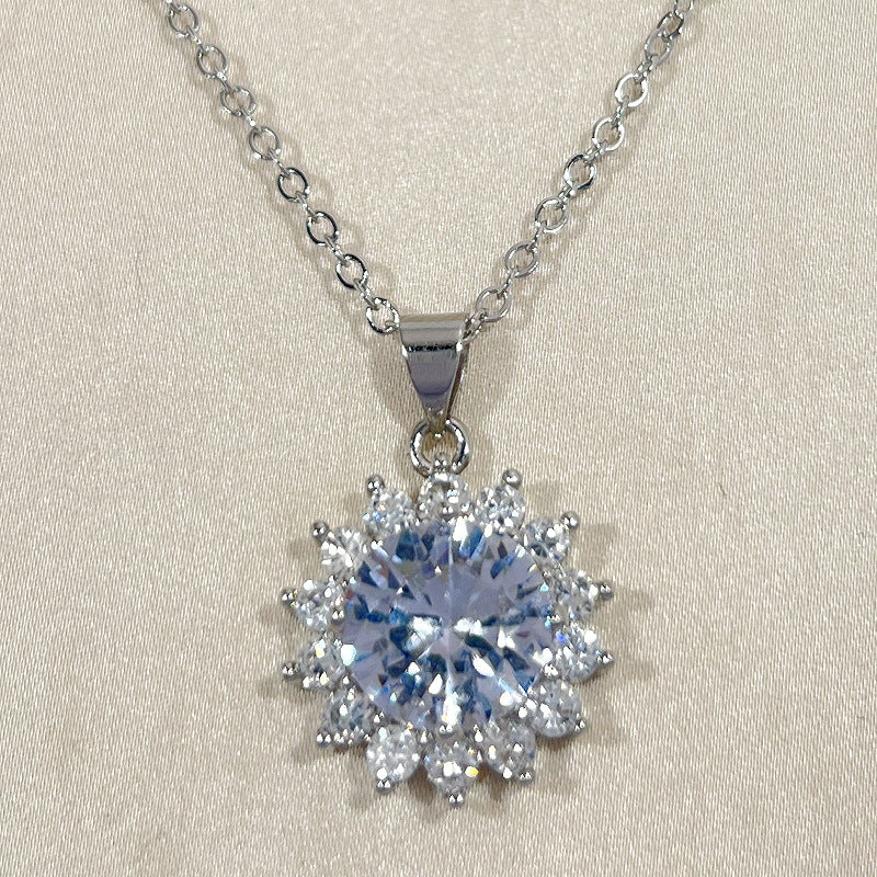 5 Carats Moissanite Round Pendant Necklace