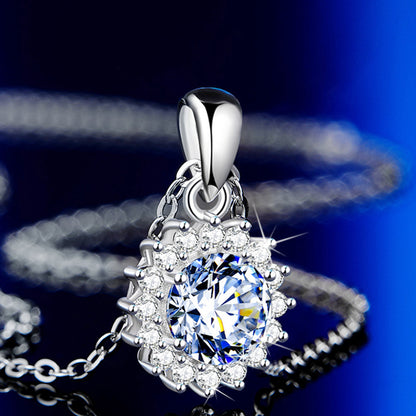 5 Carats Moissanite Round Pendant Necklace