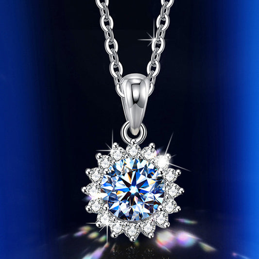 5 Carats Moissanite Round Pendant Necklace