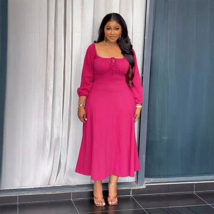 Off-the-shoulder Square Neck Hem Dress