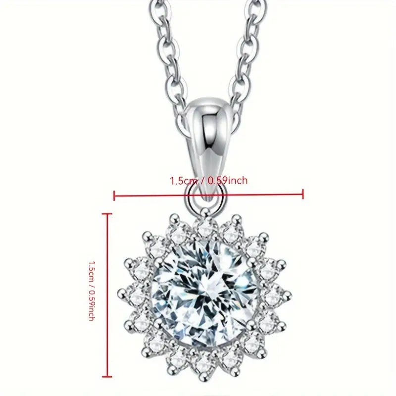 5 Carats Moissanite Round Pendant Necklace