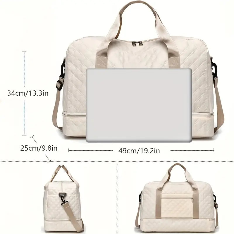 Argyle Pattern Large Capacity Travel Bag [Beige Only now]