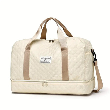 Argyle Pattern Large Capacity Travel Bag [Beige Only now]